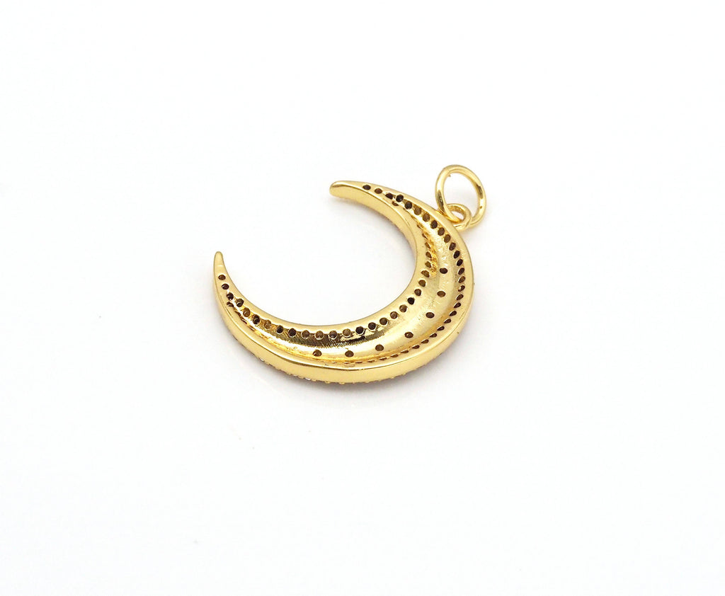 CZ Enamel Cresent Moon Star Charm,Sku#Z1393