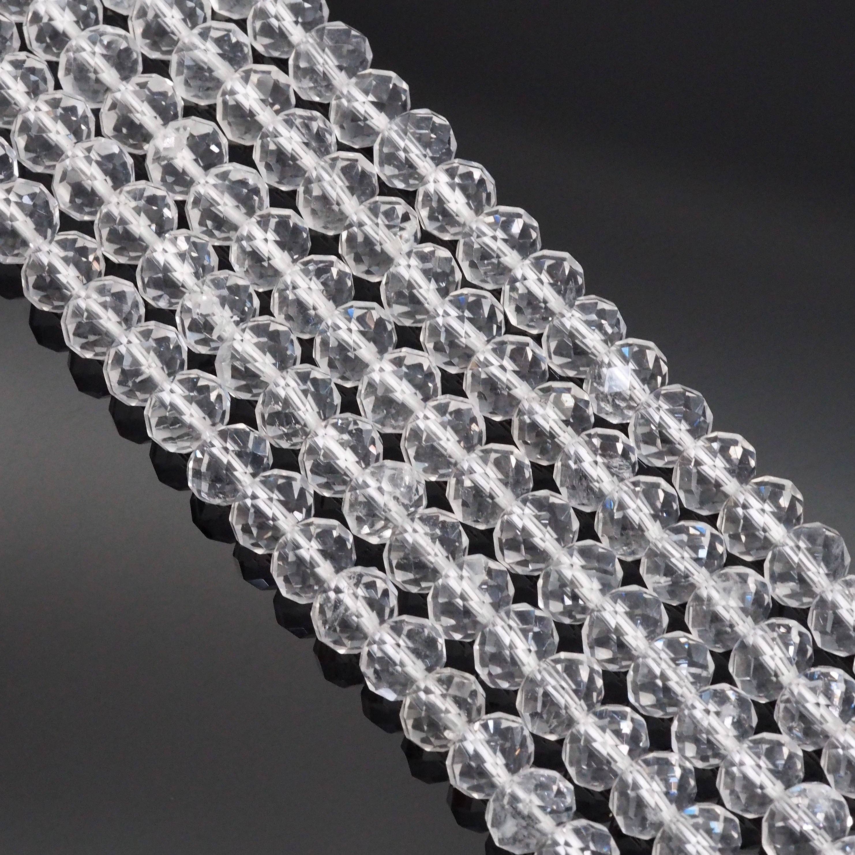 Genuine Quartz Rondelle Faceted Beads, 4x6mm/4x8mm. Sku#U1593
