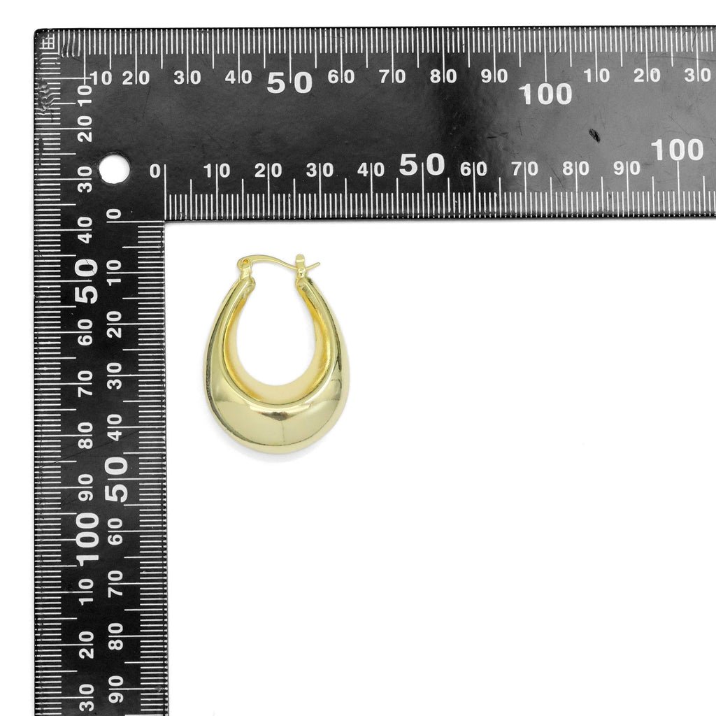 Gold Silver Chunky Oval Statment Earrings, Sku#A234