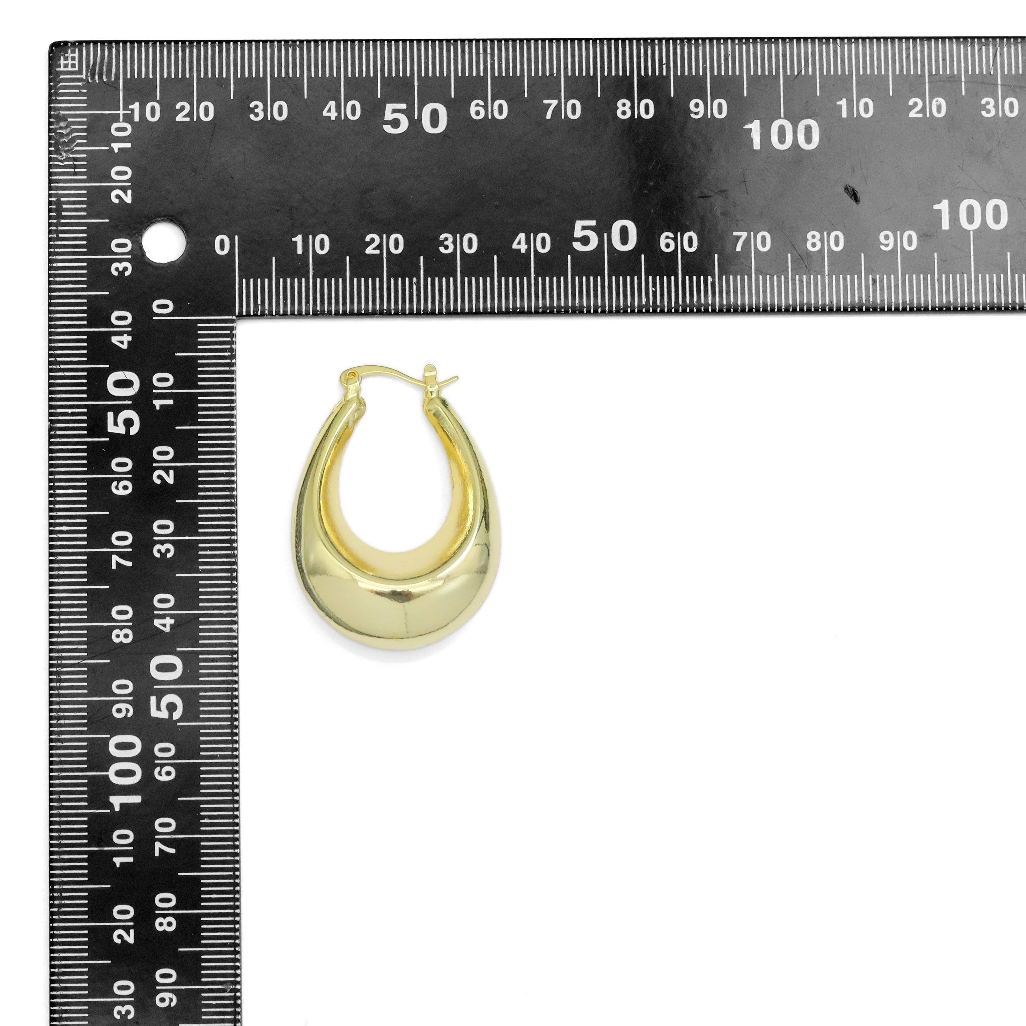 Gold Silver Chunky Oval Statment Earrings, Sku#A234