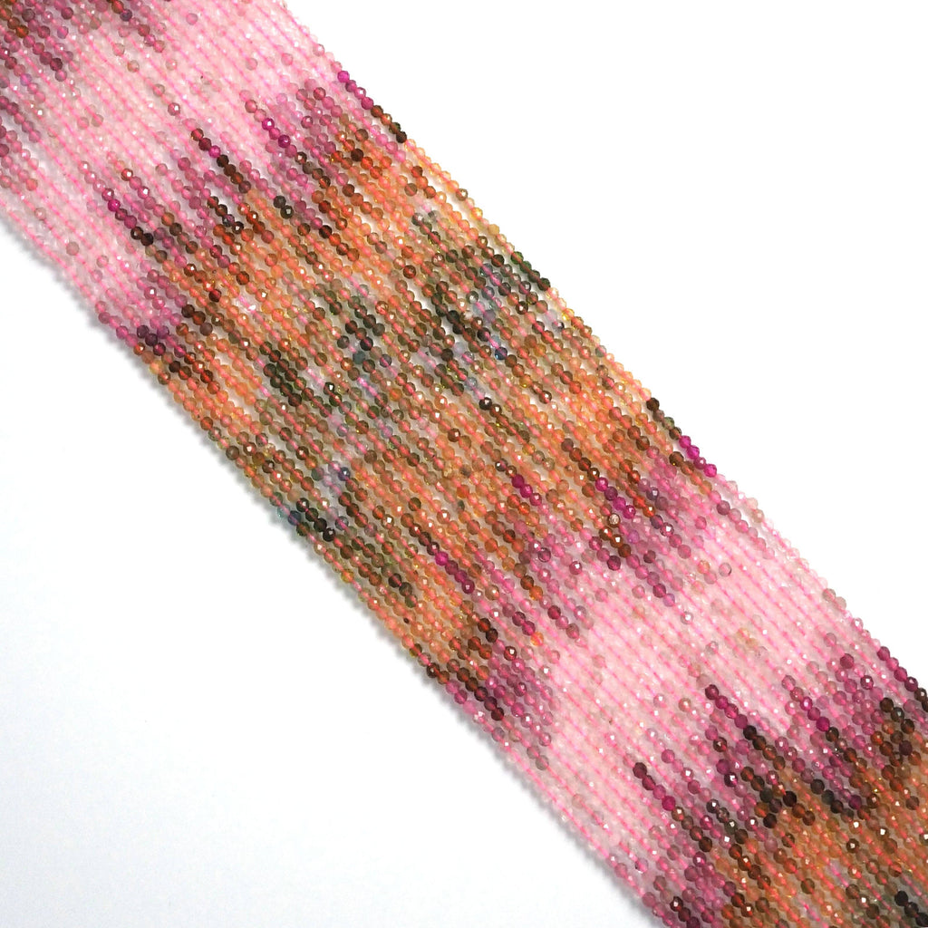 2mm Multicolor Tourmaline Round Faceted Beads, Sku#U1739