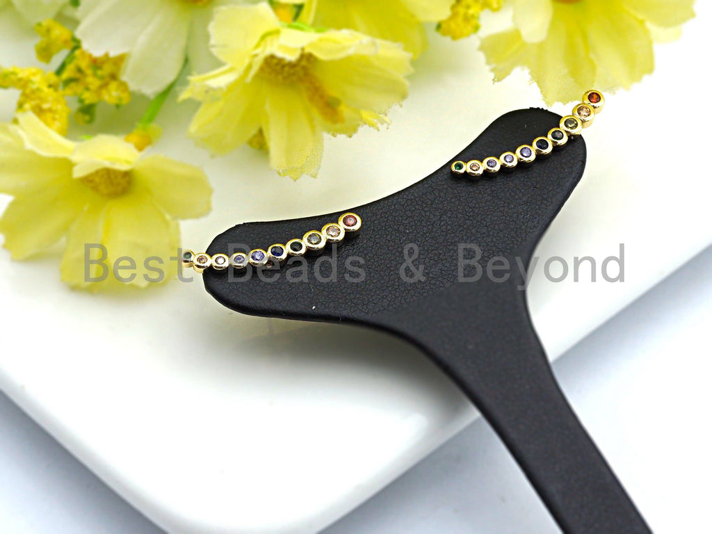 Clorful CZ Thin Strip Stud Earrings, Sku#J80