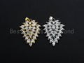 CZ Micro Pave Triangle Shape Pendant, Cubic Zirconia Taper Shape Pendant, Silver/Gold Tone, 24x31mm, Sku#FH64