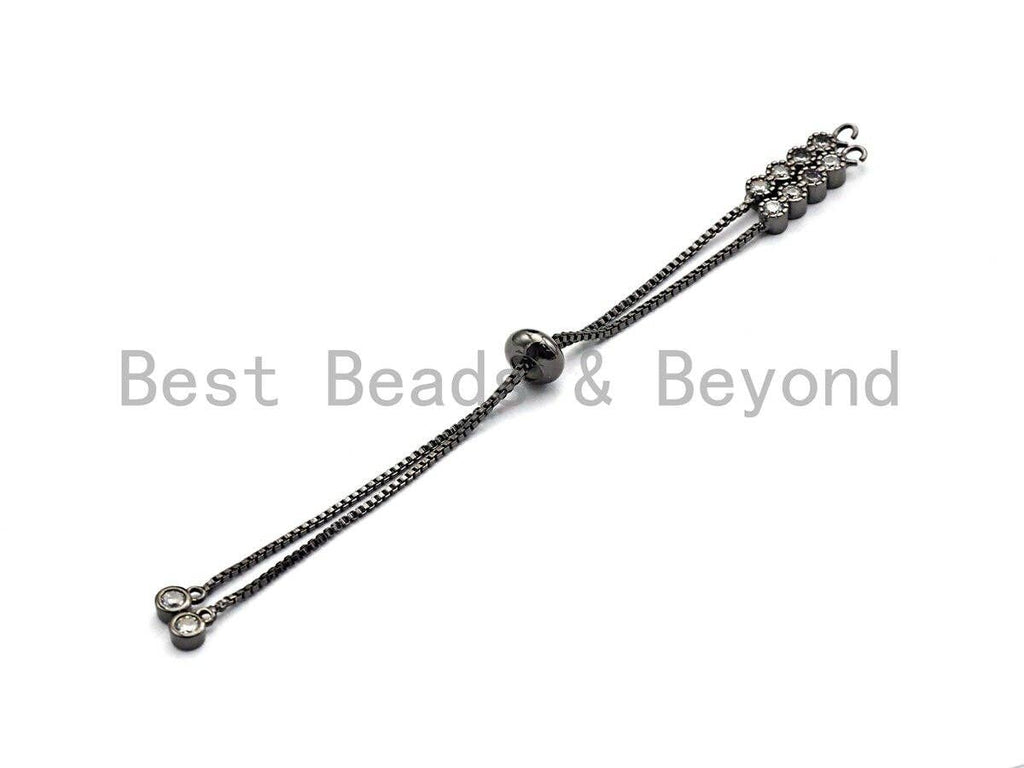 New Style Sliding adjustable Half finished bracelet,Box chain with CZ Stud, rubber stopper beads, link findings, sku# Z628