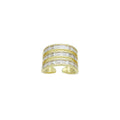 Rectangle Baguette CZ Triple Line Chunky Ring, Sku#Y956