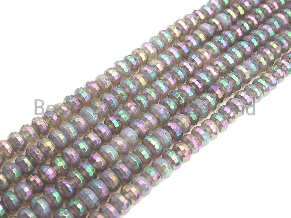 Mystic Plated Rainbow Agate Rondelle Shape Beads, 4x6mm/5x8mm/6x10mm Rondelle Agate Beads, 15.5" Full Strand, sku#UA41