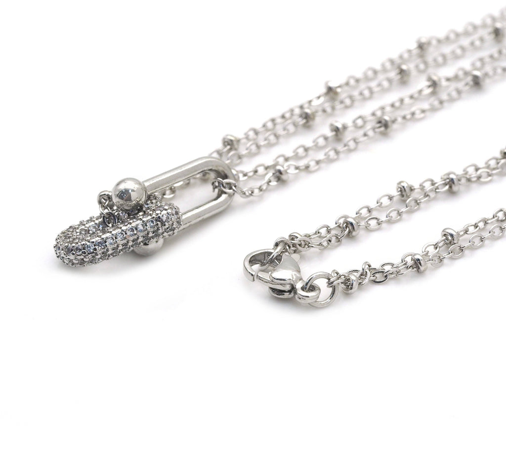 CZ U Link Dainty Chain necklace, sku#EF229