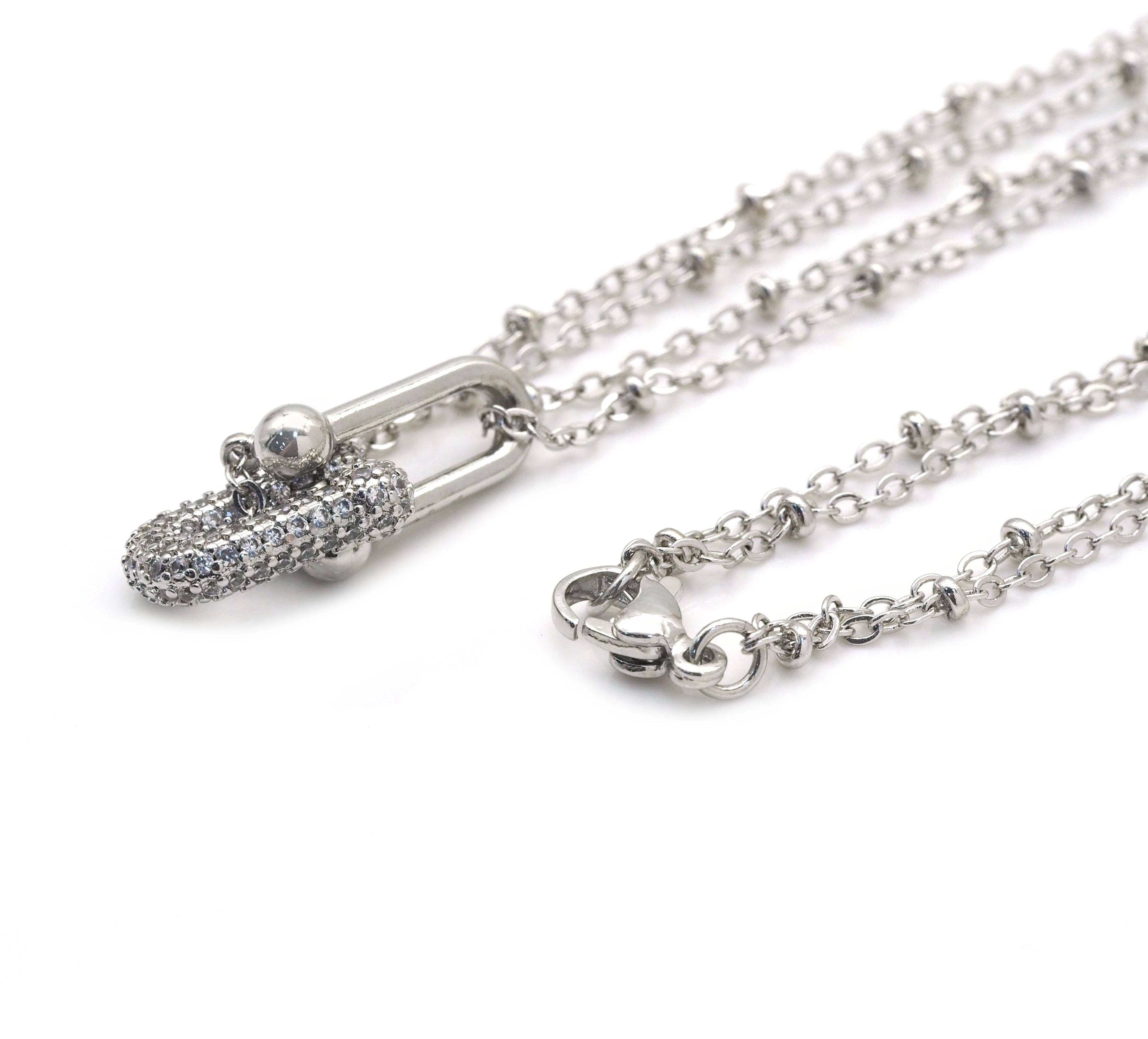 CZ U Link Dainty Chain necklace, sku#EF229