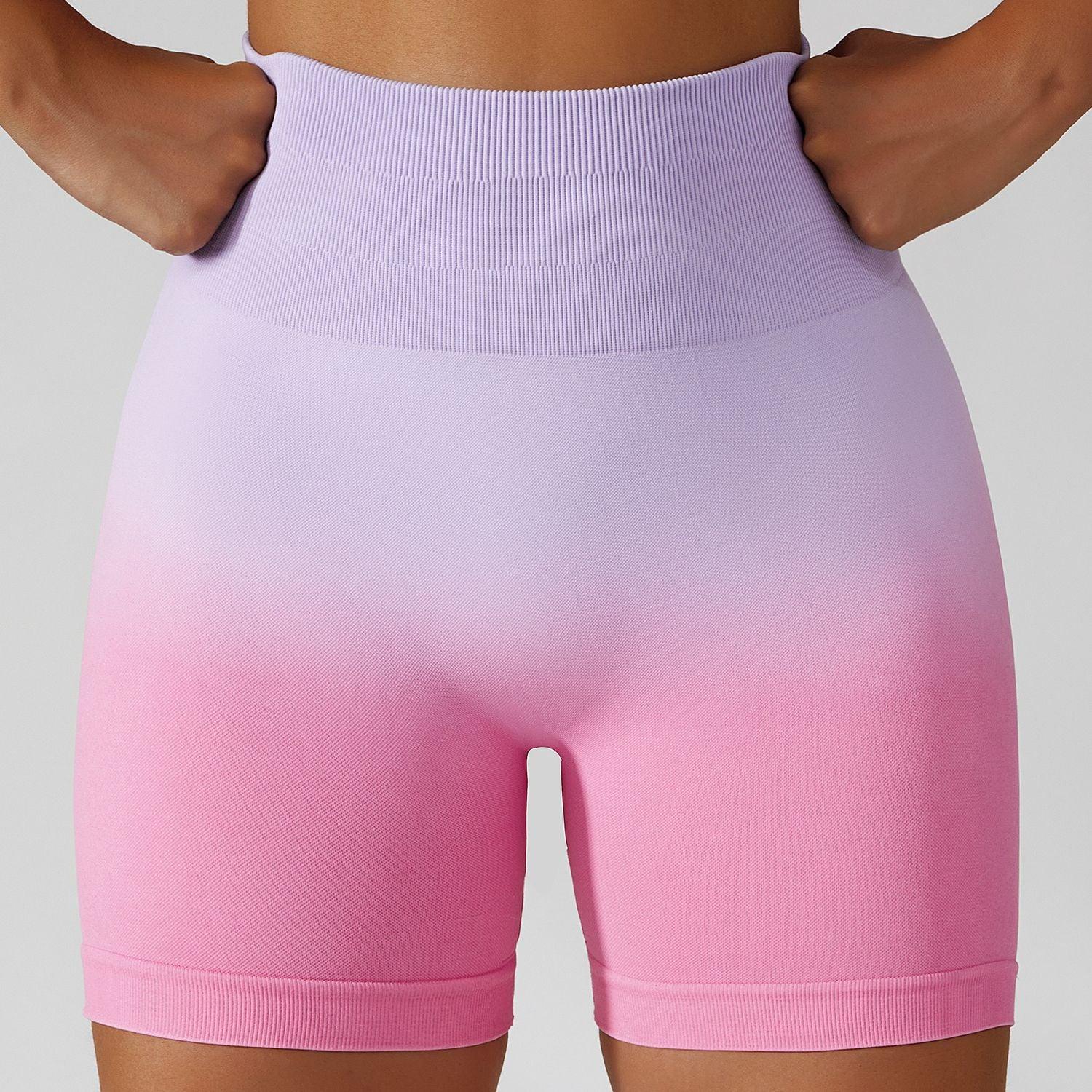 Shorts de yoga taille haute dégradés pour le fitness cowgirl | Vêtements de sport sans couture pour le yoga, la course à pied