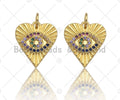Colorful CZ Micro Pave Evil Eye On Heart Pendant/Charm,Cubic Zirconia Paved Charm, Necklace Bracelet Charm Pendant, 16x14mm,Sku#Z1207
