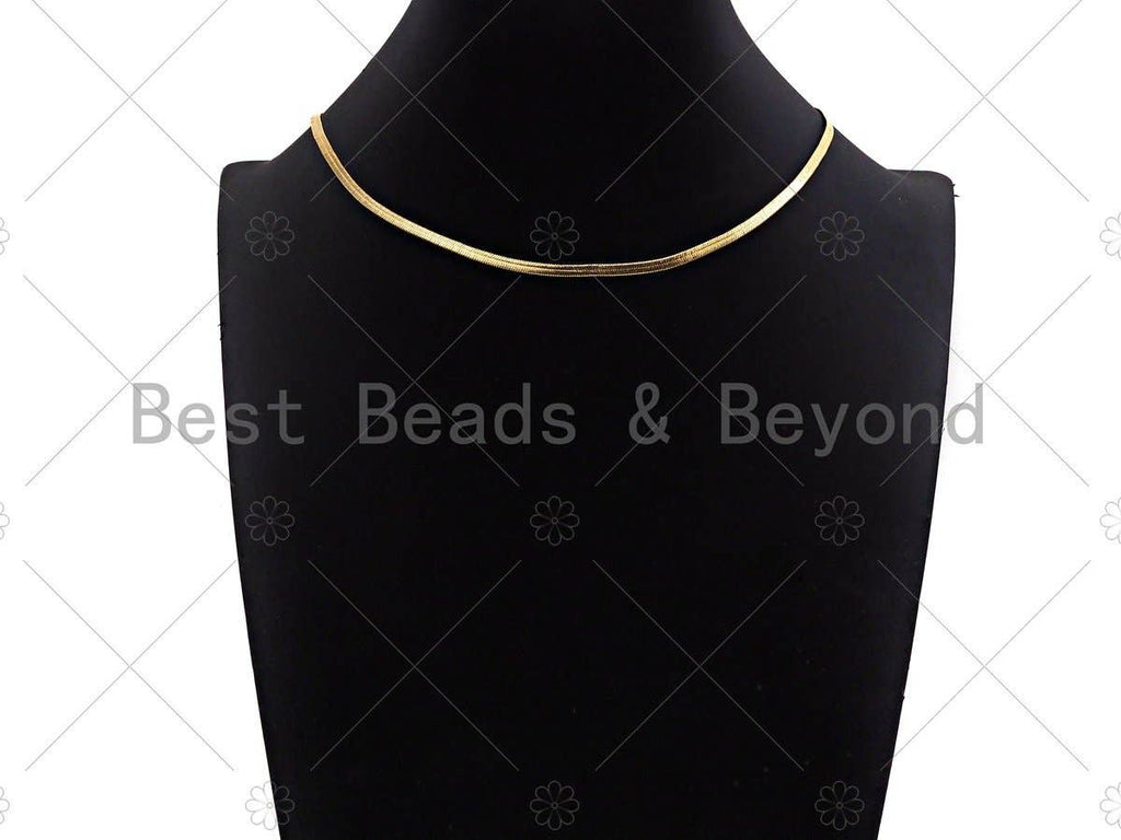 3mm/5mm wide Herringbone Chain Necklace, 18'', Sku#M383