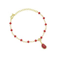 Red Beads Chain with Red Bean Adjustable Bracelet, Sku#A365