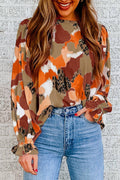 Nicole - Abstract Leopard Long Sleeve Blouse