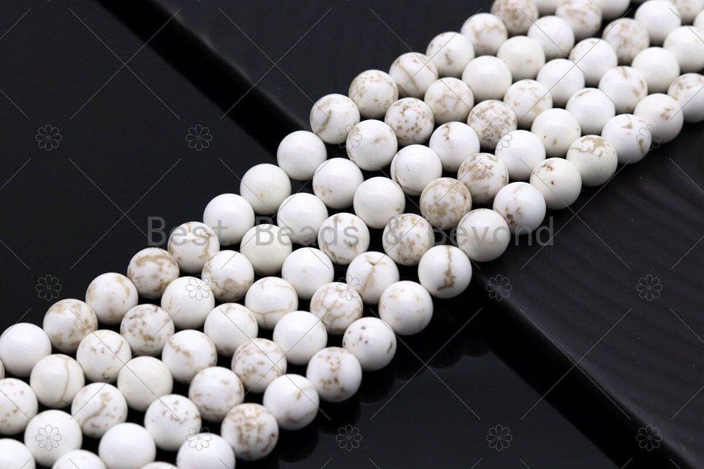 Natural White Howlite with Light Vein Round Smooth beads, sku#U1179