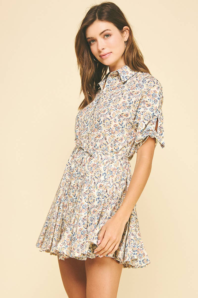 Karen - Floral Button Down Mini Dress