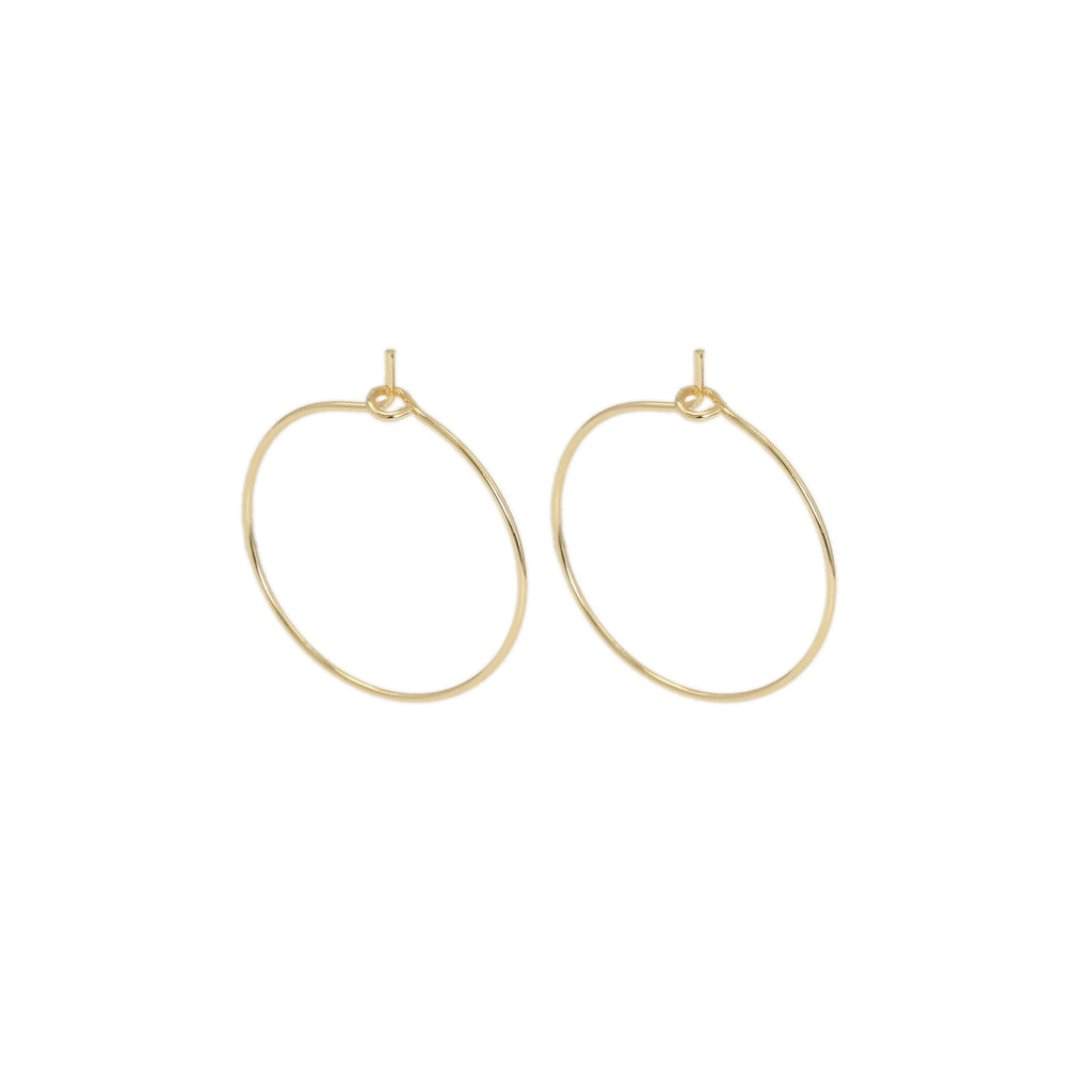 Thin Gold Round Hoop Earrings, Sku#LX389C