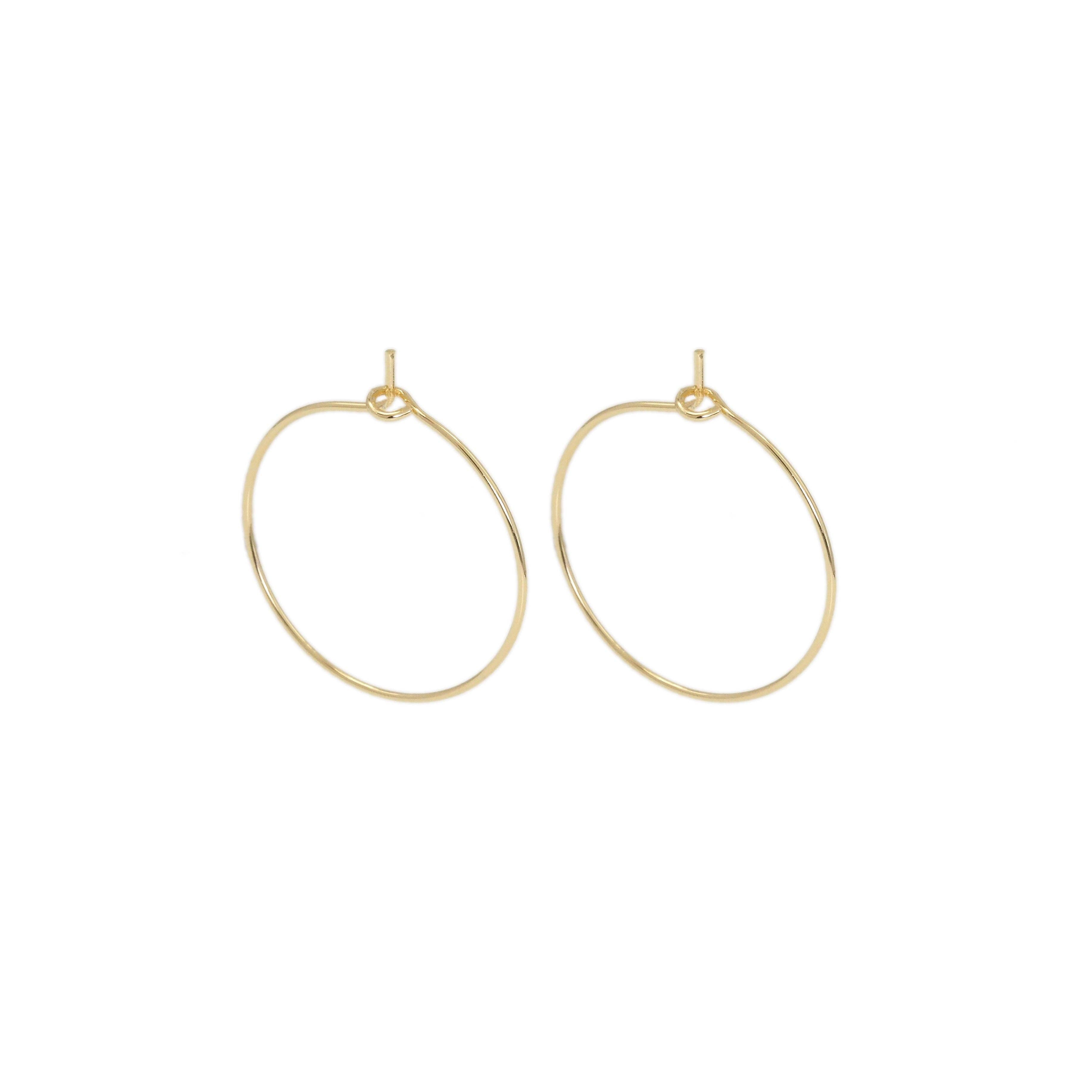 Thin Gold Round Hoop Earrings, Sku#LX389C