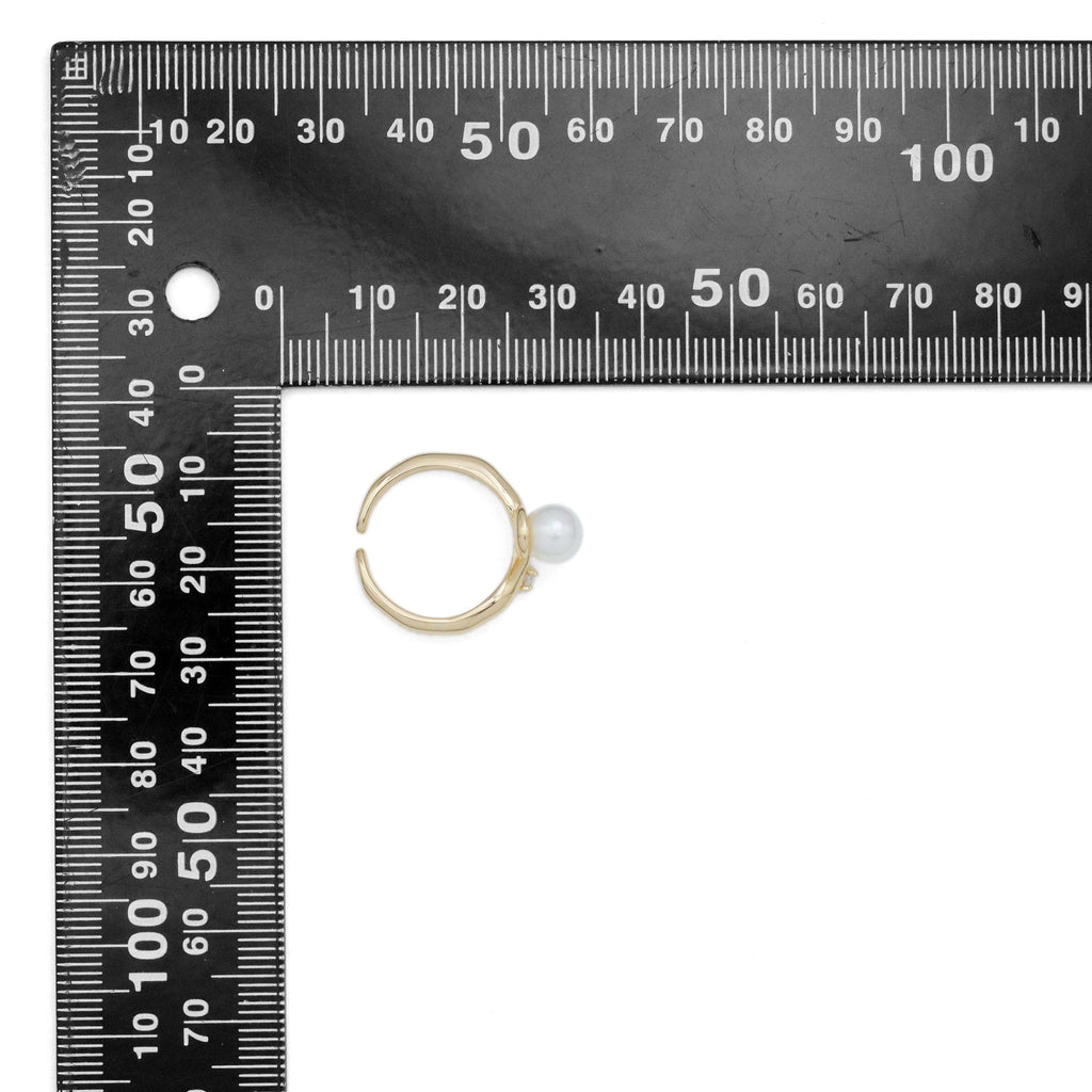 Gold Pearl Dot CZ Adjustable Ring, Sku#ZX212
