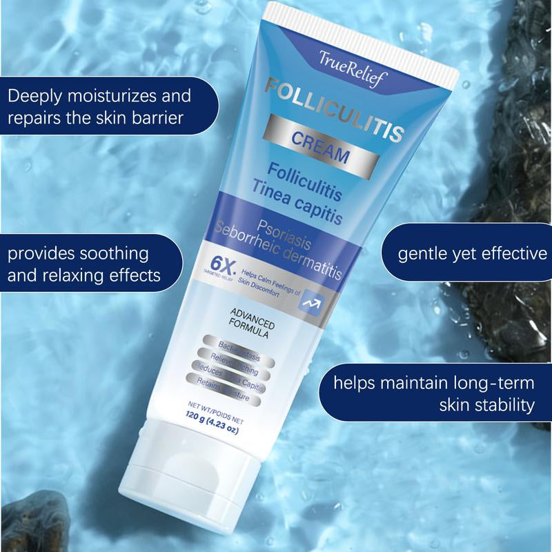 Truerelief Folliculitis Soothing Treatment Cream, Effective Treatment for Folliculitis Scalp Face and Body 120G Haircare Organic Soothing Cream