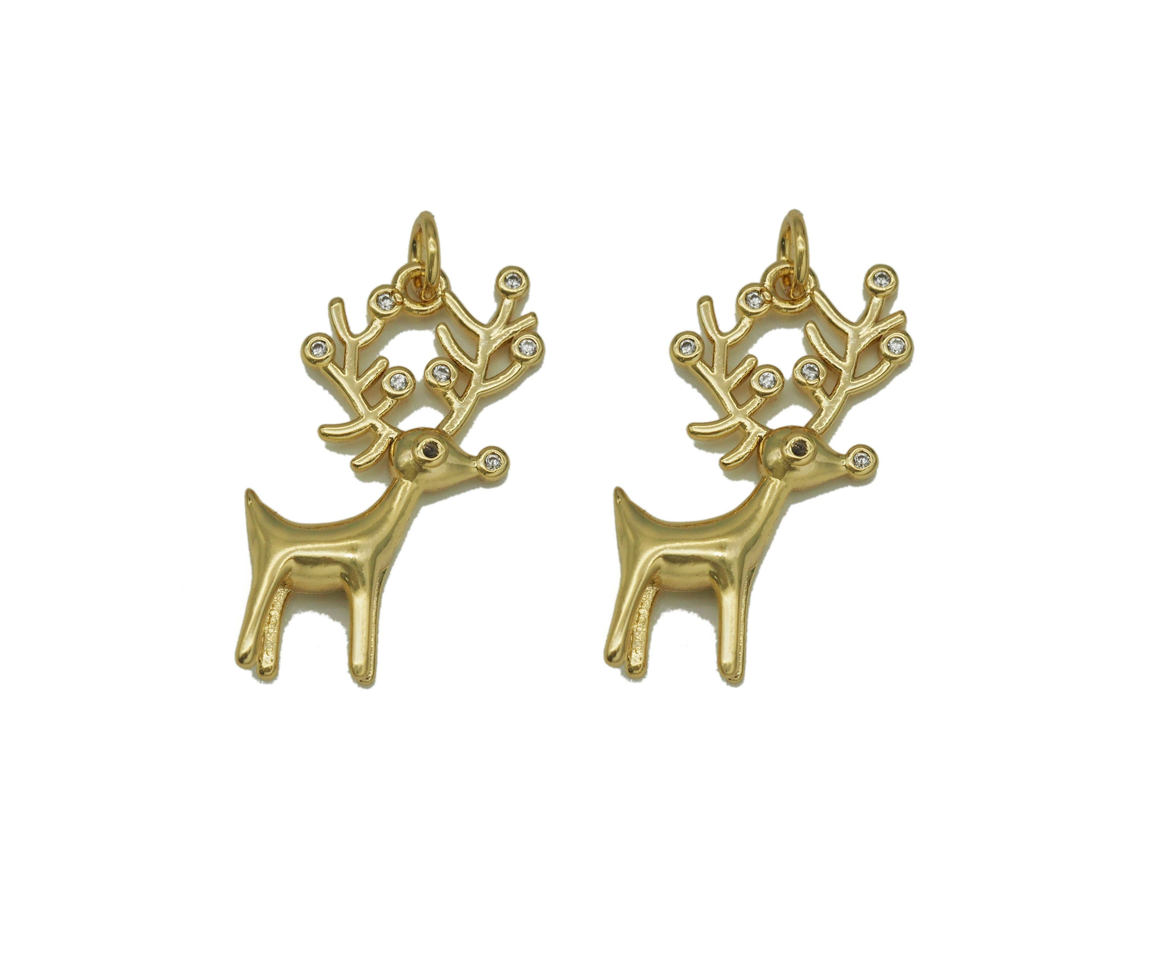 CZ Christmas Reindeer Charm, Sku#F1486