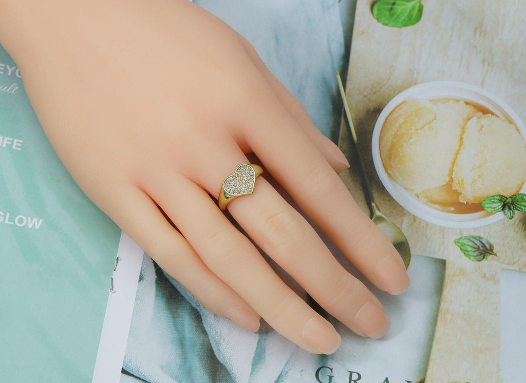 CZ Heart Adjustable Ring, Sku#O90