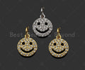 CZ Micro Pave Smiley Face Shape Pendant/Charm,Cubic Zirconia Charm, Necklace Bracelet Earring Charm Pendant,9x11mm, Sku#LK218