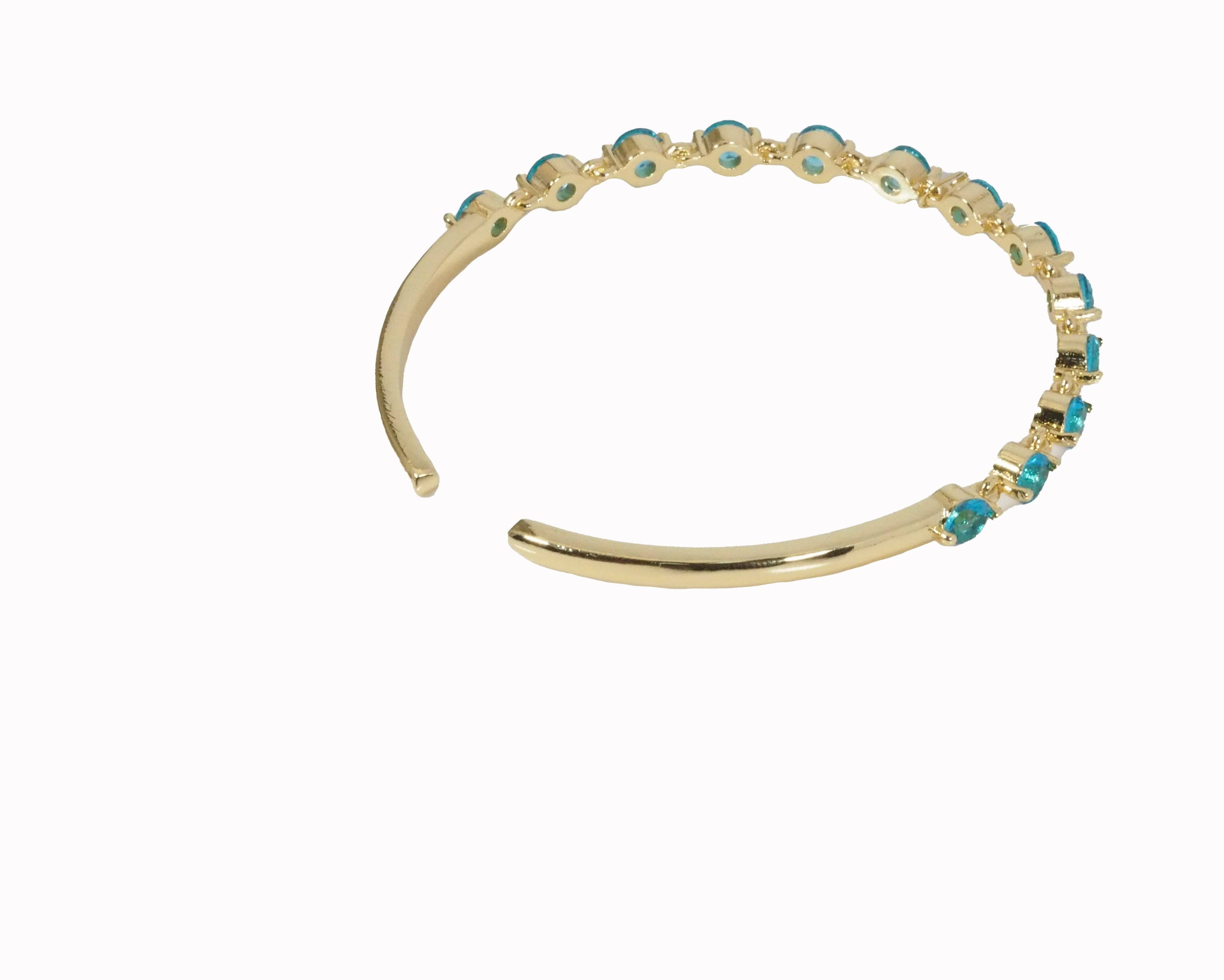 Colorful CZ Diamond Gold Adjustable Bracelet, Sku#LD374