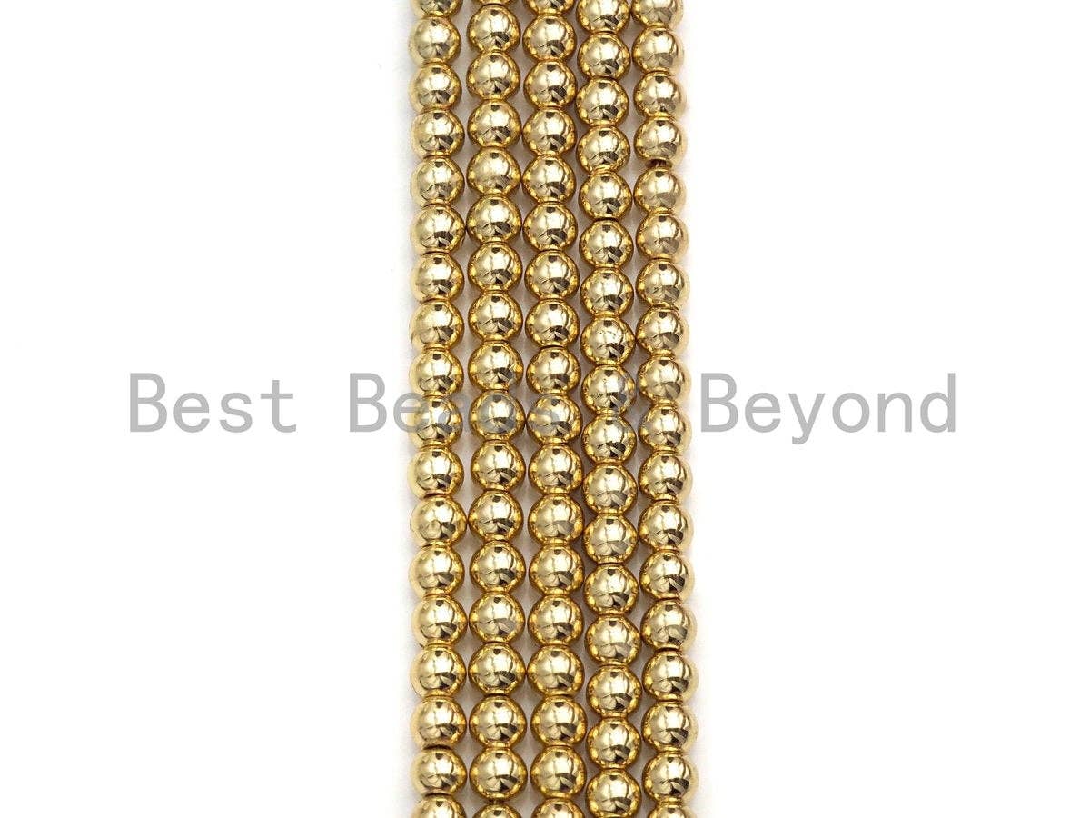 New Light Gold Natural Hematite Beads, 6mm/8mm/10mm Round Smooth Light Gold Hematite Beads, 15.5" Full Strand, sku#S125