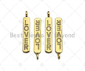 CZ Micro Pave LOVER Long Bar Pendant, Cubic Zirconia Strip Pendant, Gold Lover Bar,  Micro pave Bar shape pendant, 8x51mm, sku#LK136