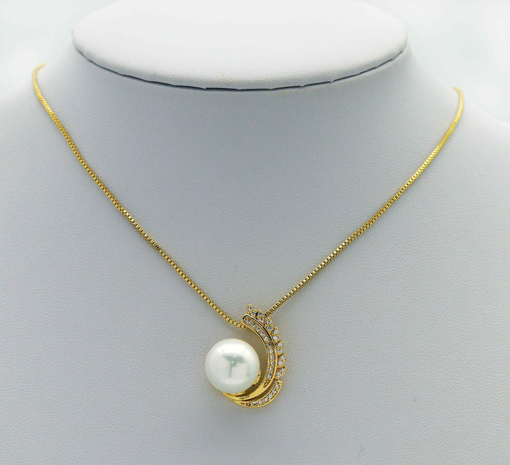 CZ Pearl Peacock Pendant Charm, Sku#ZX76