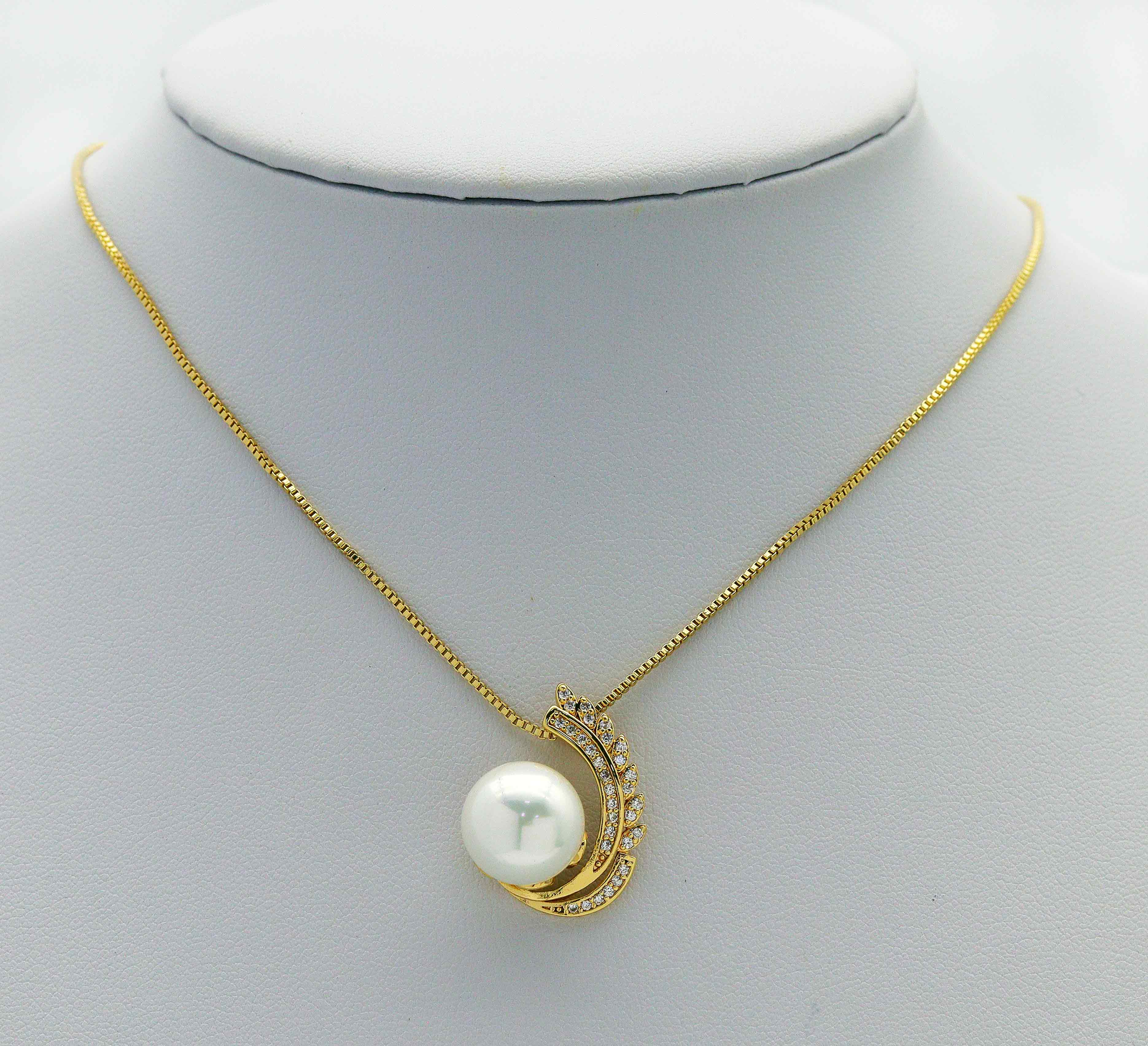 CZ Pearl Peacock Pendant Charm, Sku#ZX76
