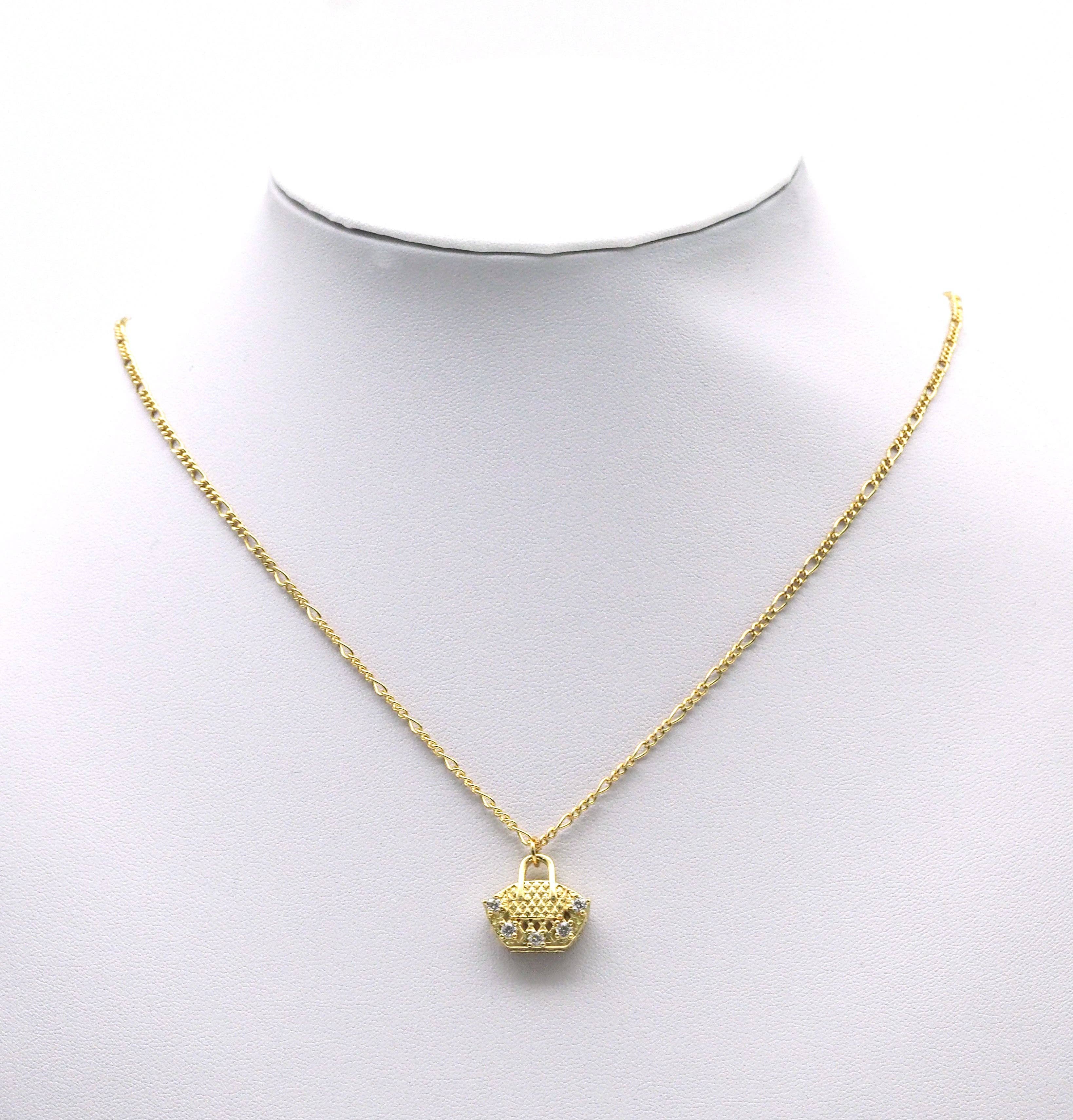 CZ Pave Fashion Bag Purse Charm, Sku#LK672