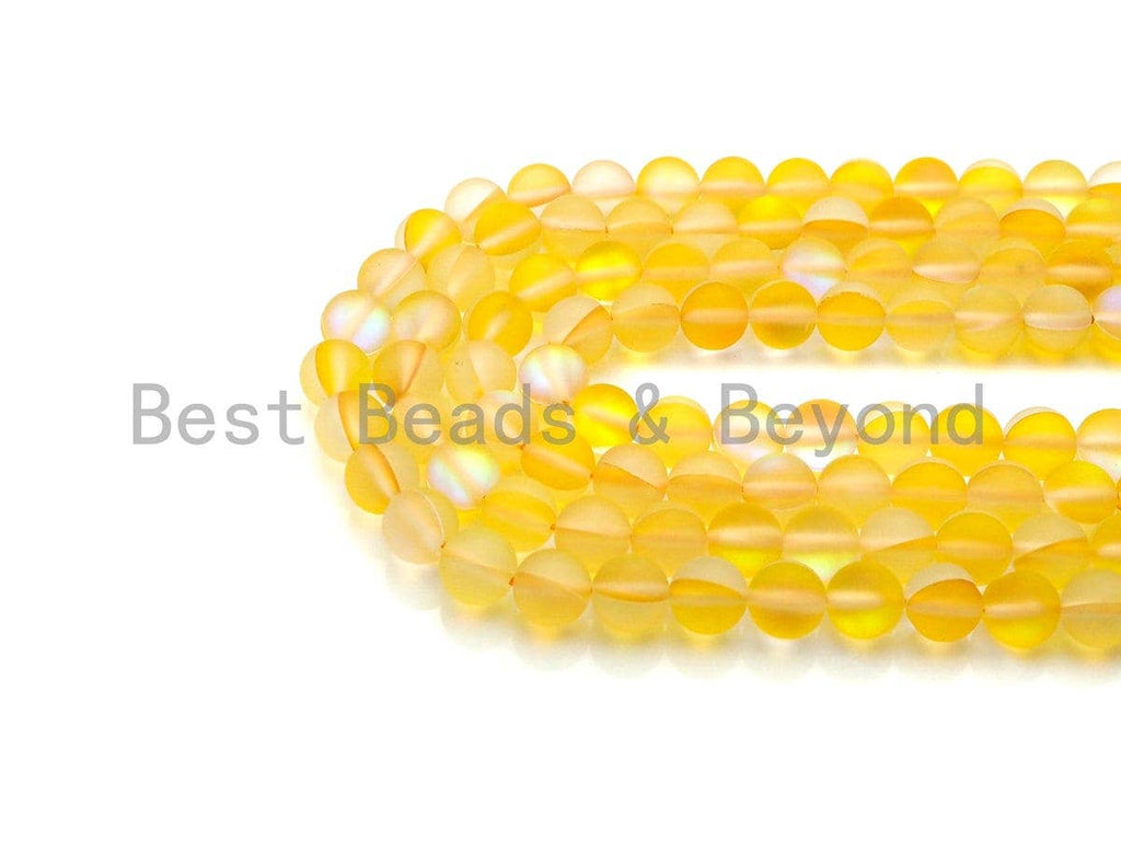 NEW COLOR!!! Spectrolite Yellow Quartz Matte, High Quality in Round 6mm/8mm/10mm/12mm, Aura Yellow Crystal, 15.5inch strand, SKU#U825
