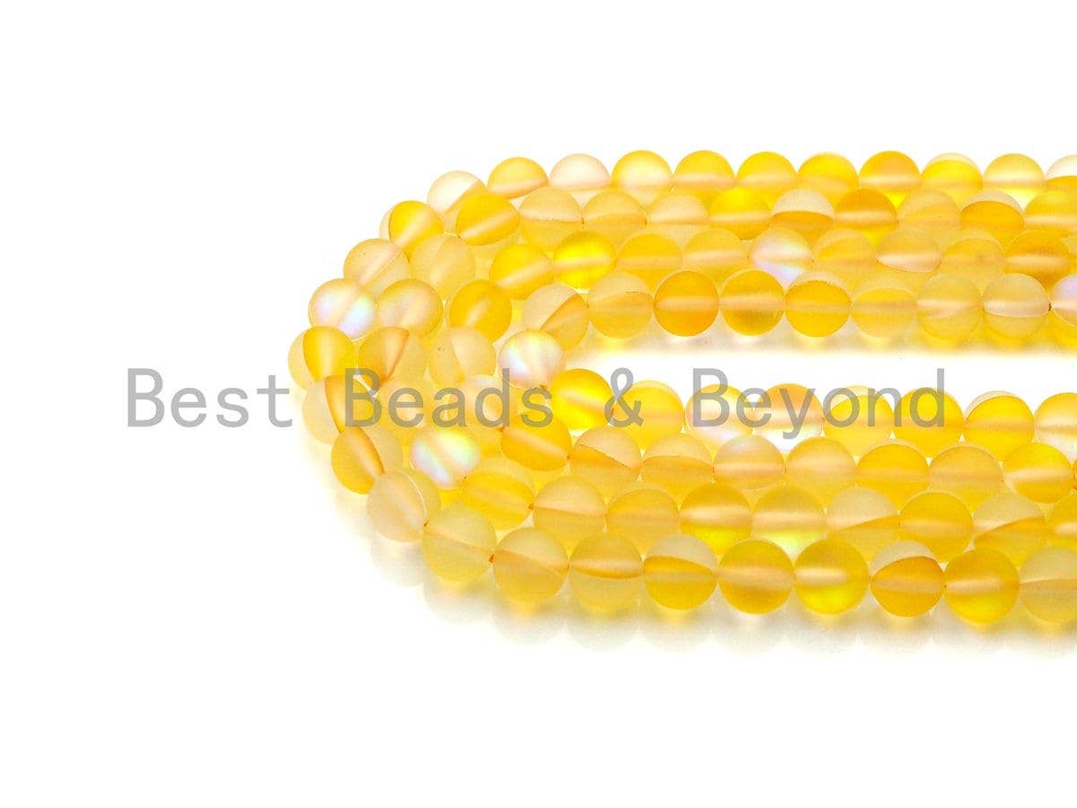 NEW COLOR!!! Spectrolite Yellow Quartz Matte, High Quality in Round 6mm/8mm/10mm/12mm, Aura Yellow Crystal, 15.5inch strand, SKU#U825
