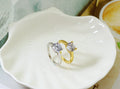 Gold Silver Round CZ  Adjustable Ring, Sku#B148