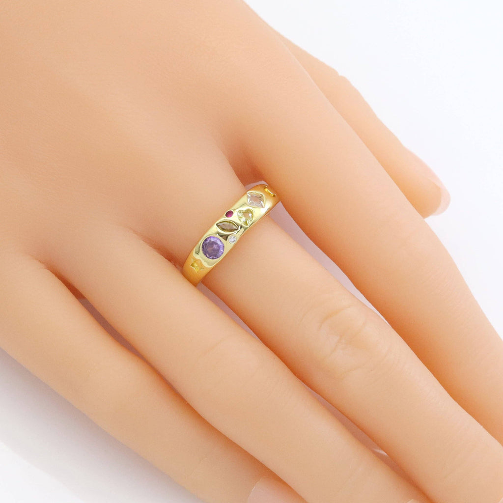 Gold Colorful CZ Round Adjustable Ring, Sku#Y907