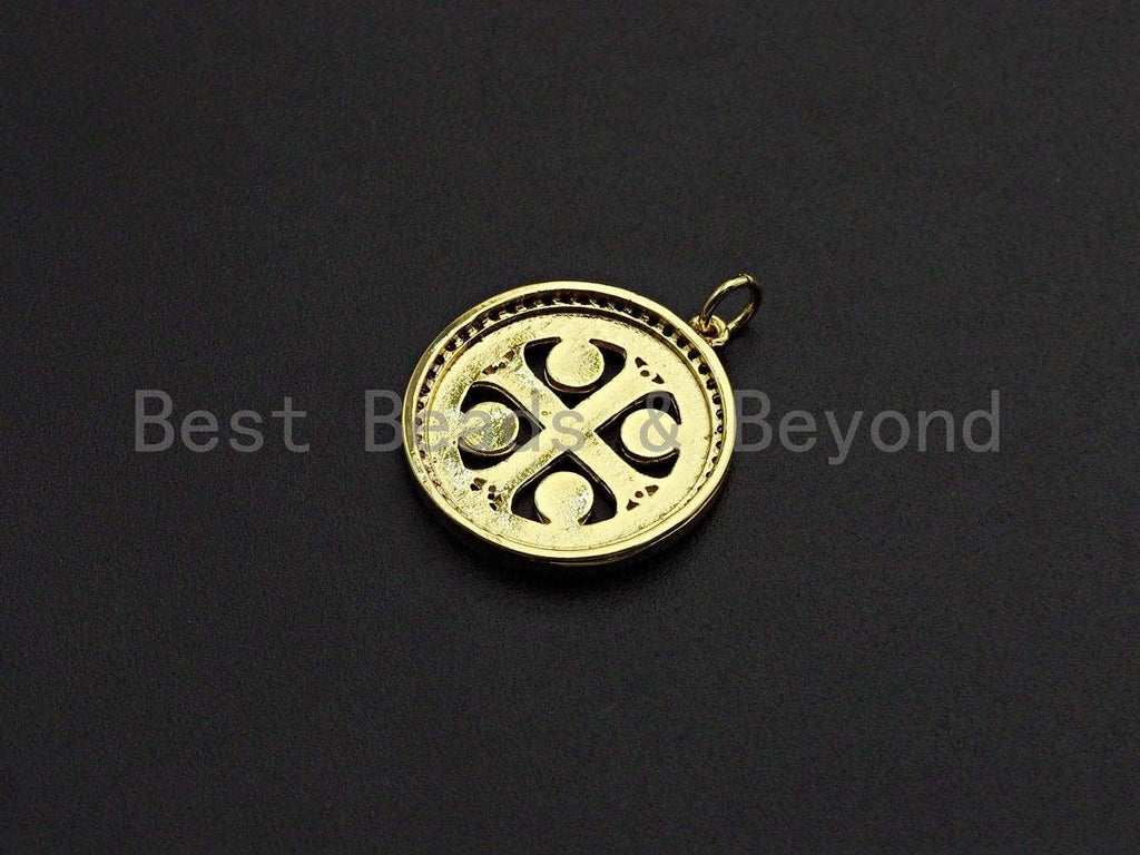 18K Gold Saint Bendict Benito Pendant Charm, Cubic Zirconia Charm, Regilous Jewelry Findings, 22mm,sku#Z852