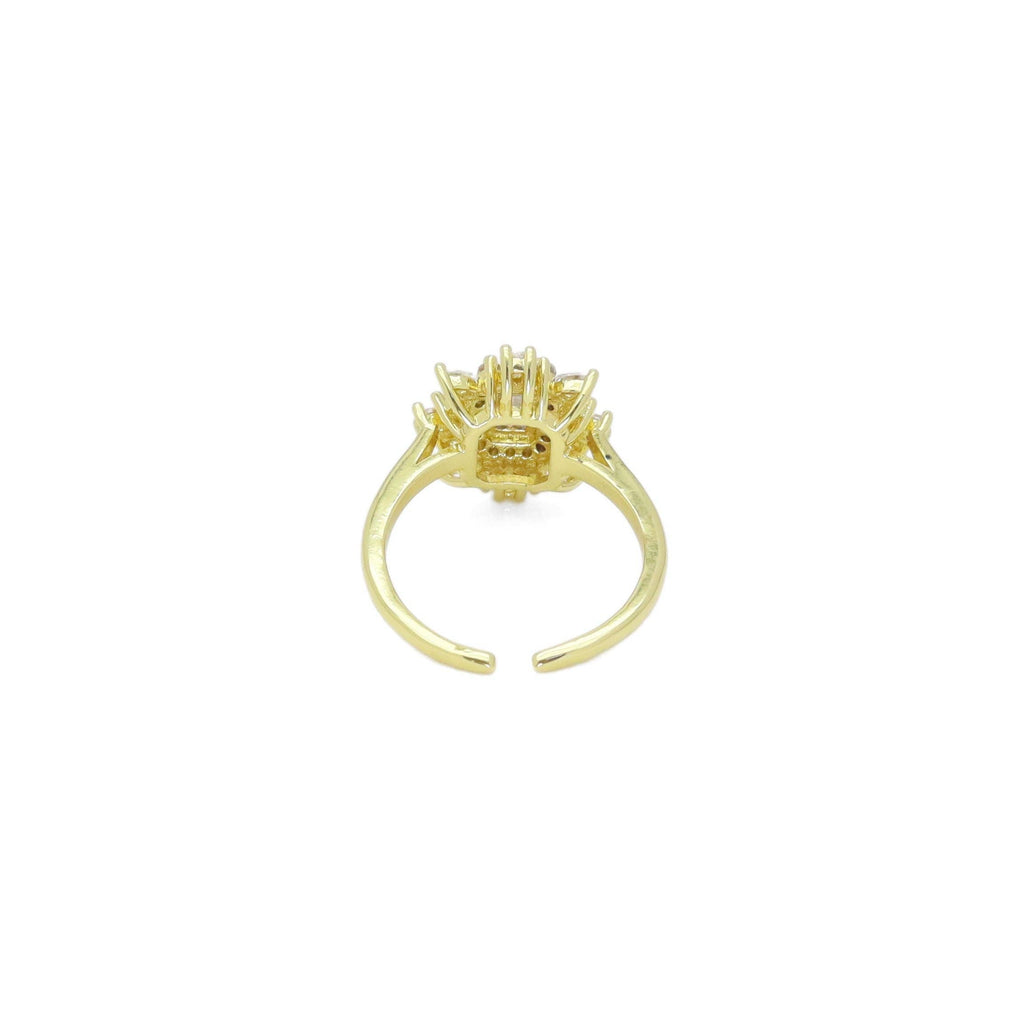 Clear CZ Rectangle CZ Flower Adjustable Ring, Sku#A155