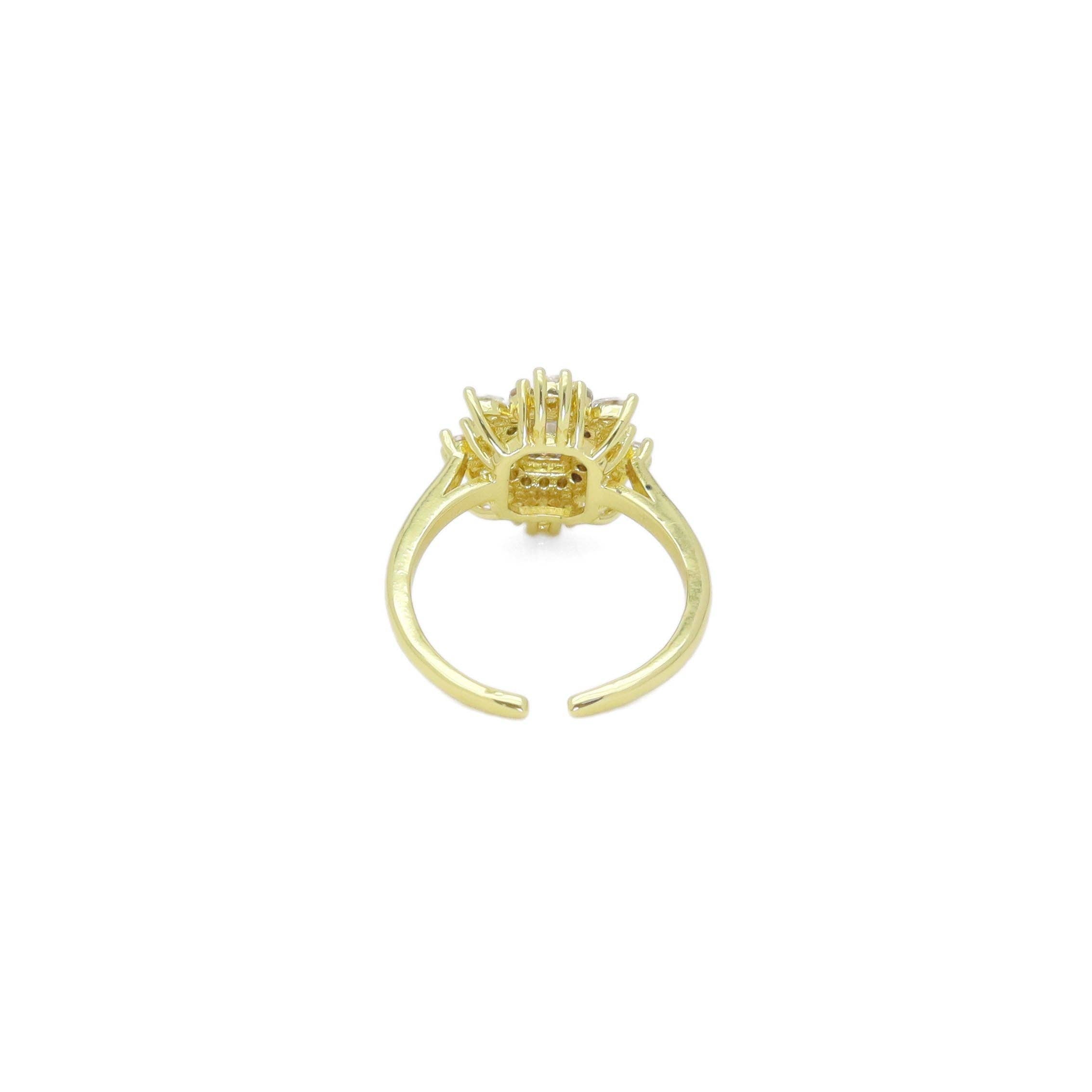 Clear CZ Rectangle CZ Flower Adjustable Ring, Sku#A155