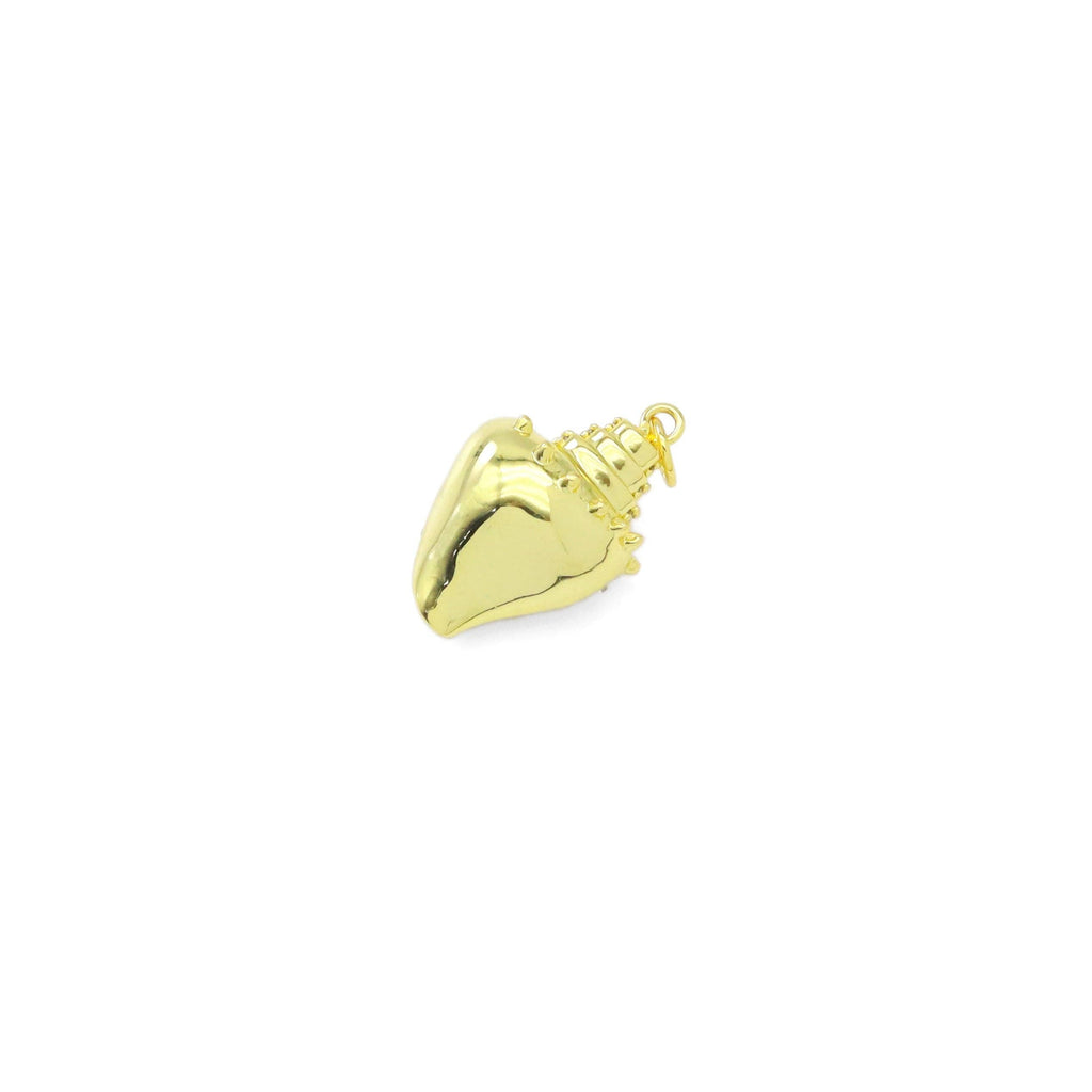 Gold CZ Sea Snail Seashell Shape Charm, Sku#Y906