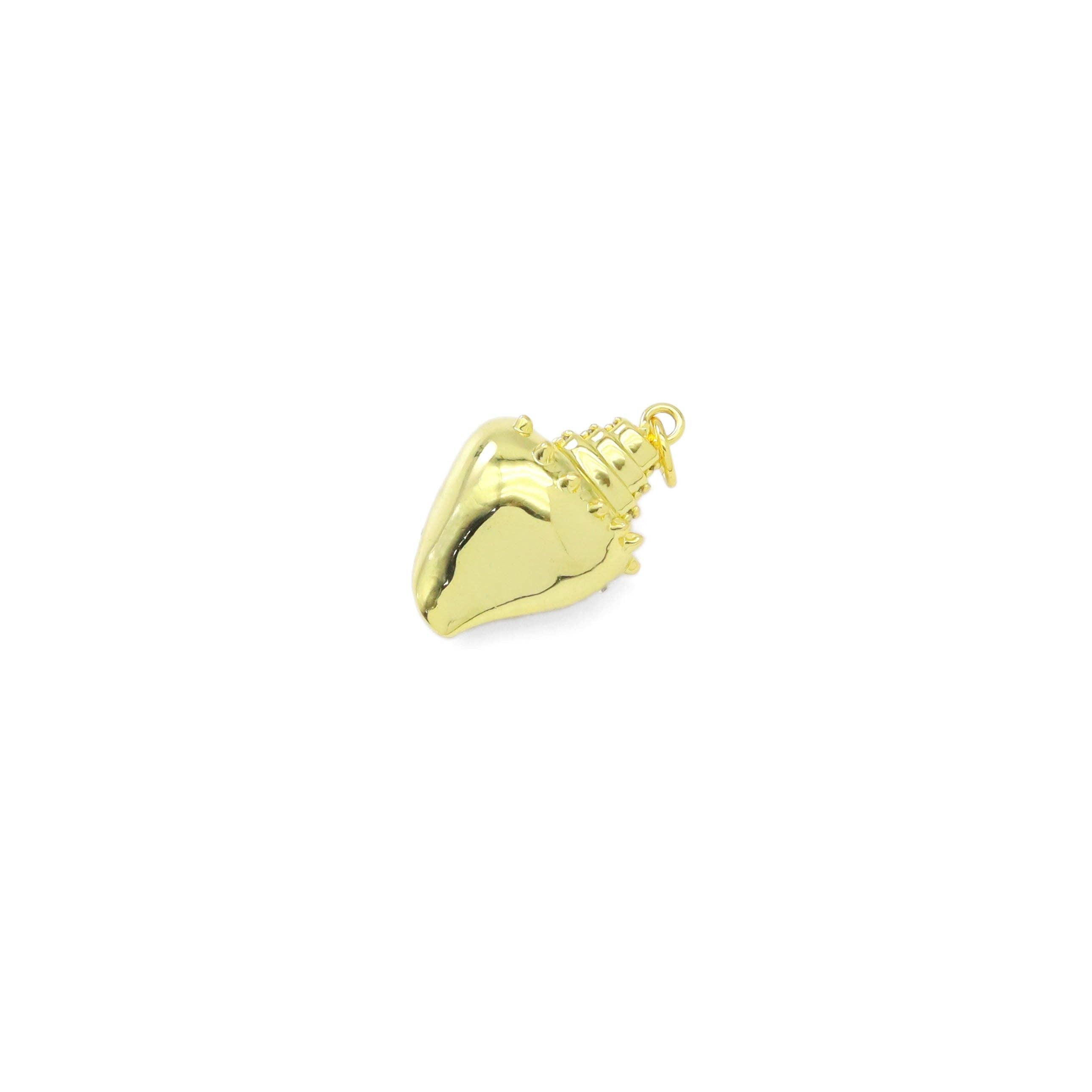 Gold CZ Sea Snail Seashell Shape Charm, Sku#Y906