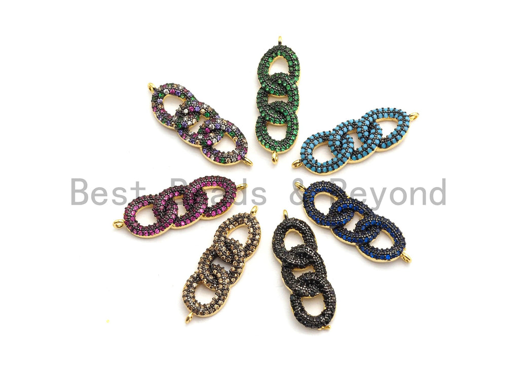 Rainbow CZ Micro Pave Chain Link Connector for Bracelet/Necklace, Link Connector, Spacer Connector, 9x28mm,sku#E433C