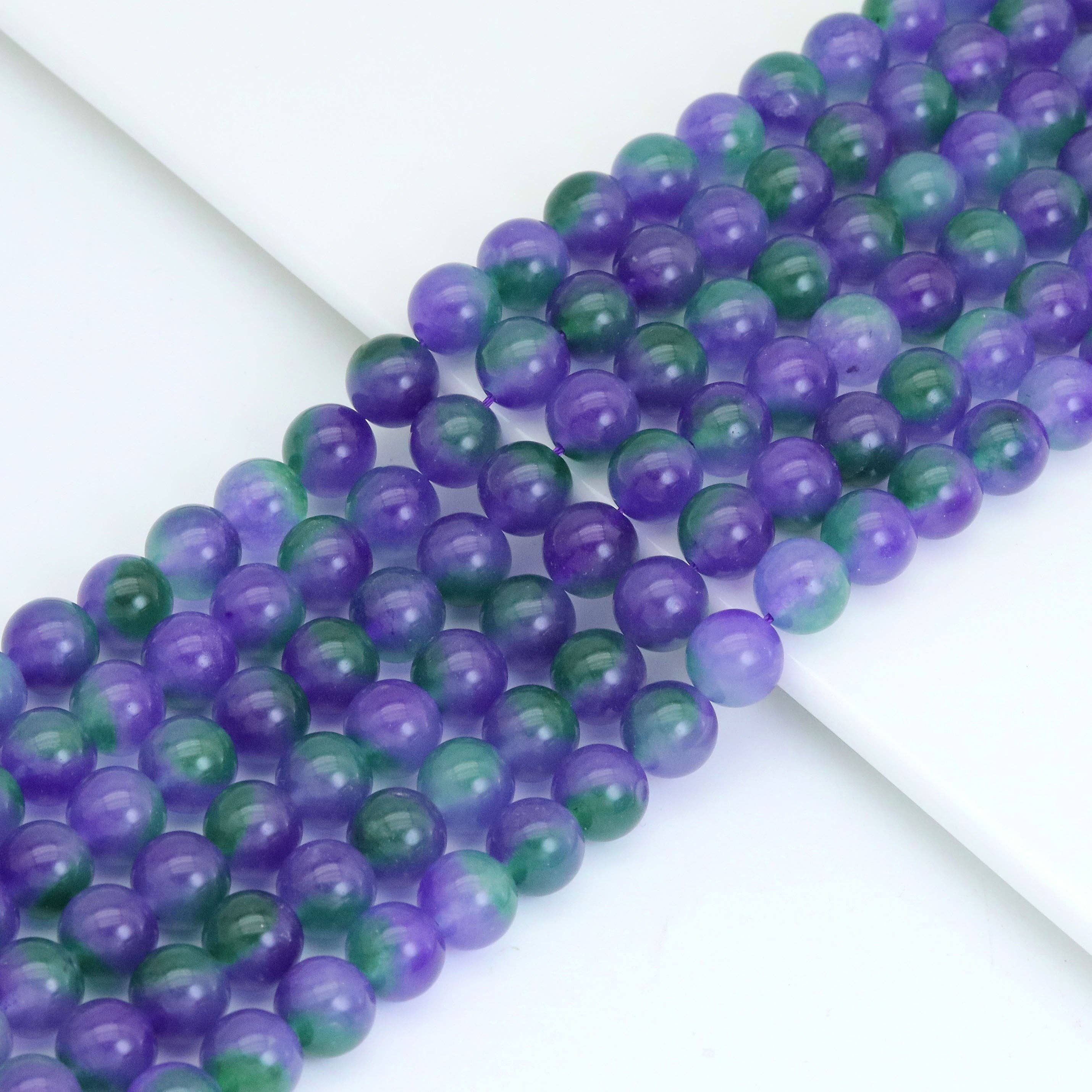 Purple Green Jade Round Smooth Beads, Sku#U2019
