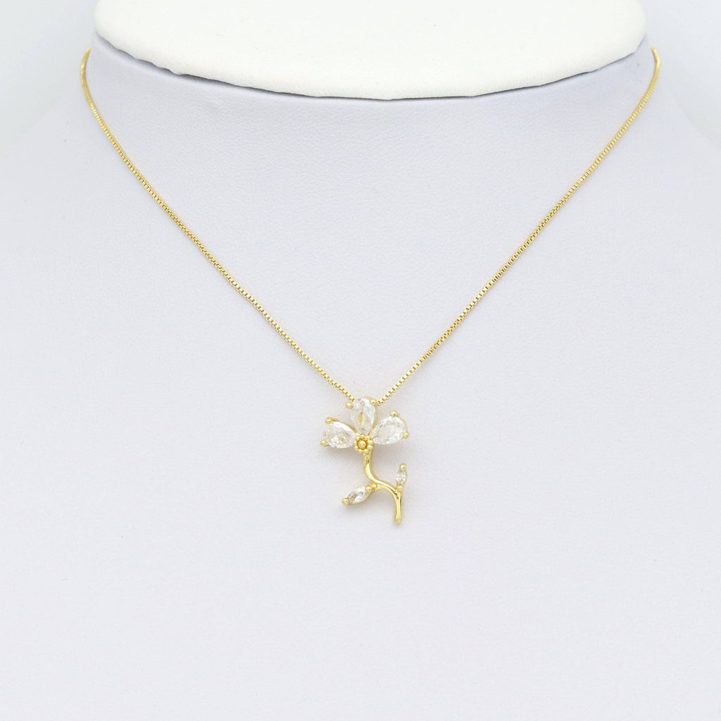 Teardrop CZ Gold Flower Charm, Sku#LK916