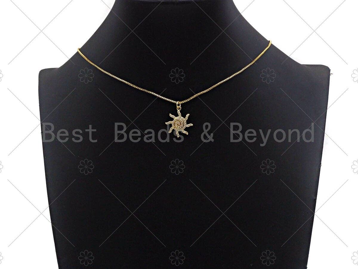 CZ Micro Pave Sunflower Shape Pendant,Cubic Zirconia Swirl Flower Charm, Gold/Silver Tone,19x21mm,sku#L351