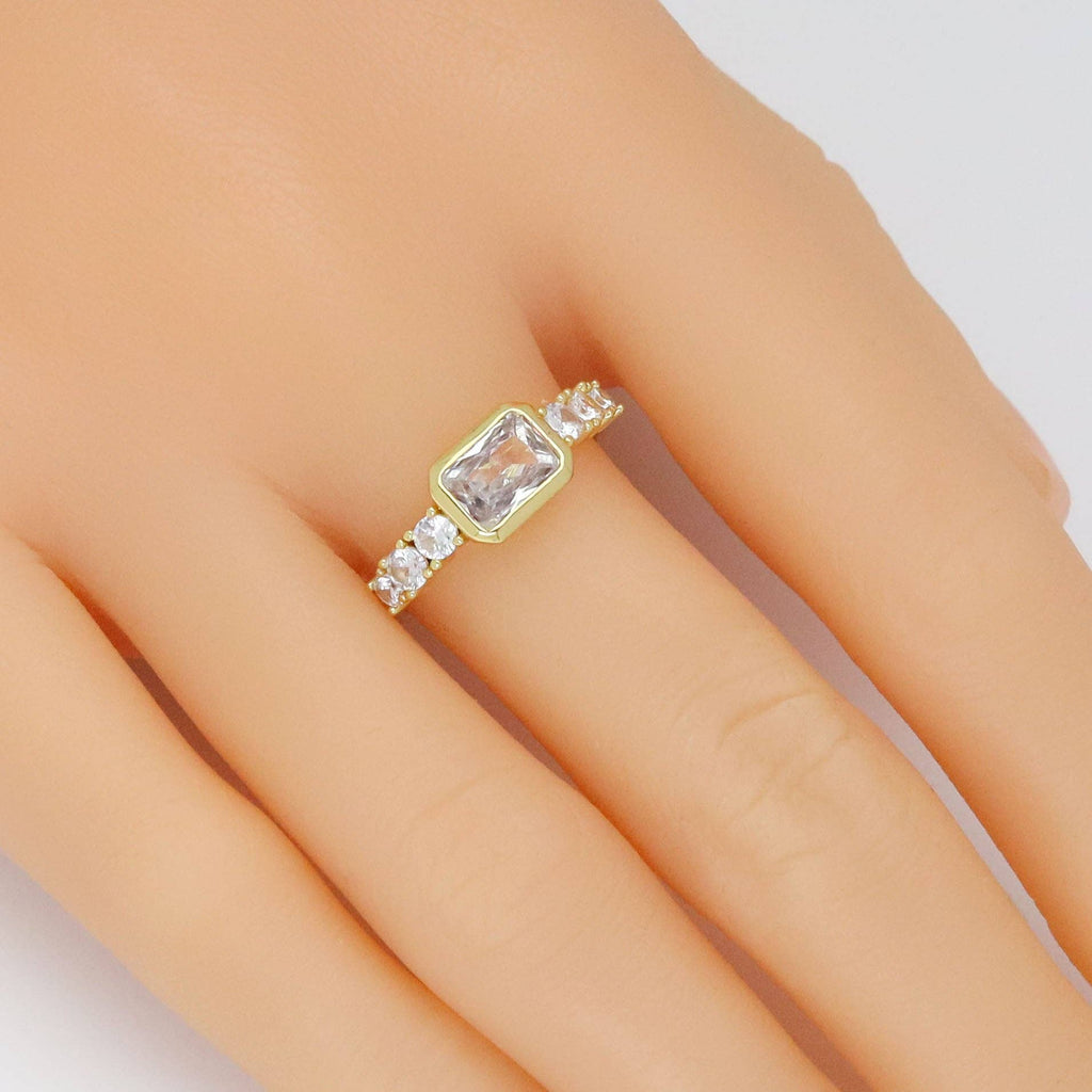 Clear Rectangle CZ Adjustable Ring, Sku#A335