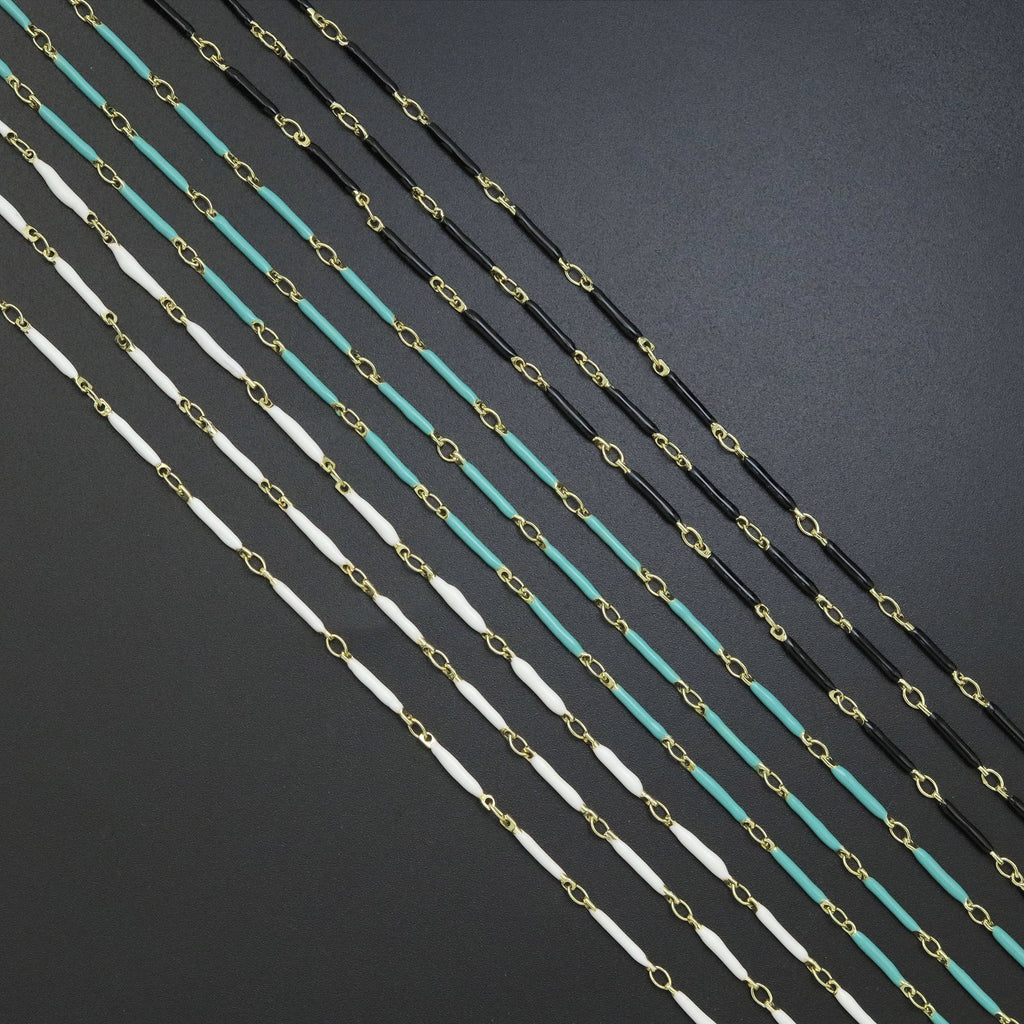 Hand Made Enamel Thin Long Link Necklace/ Chain, LX511
