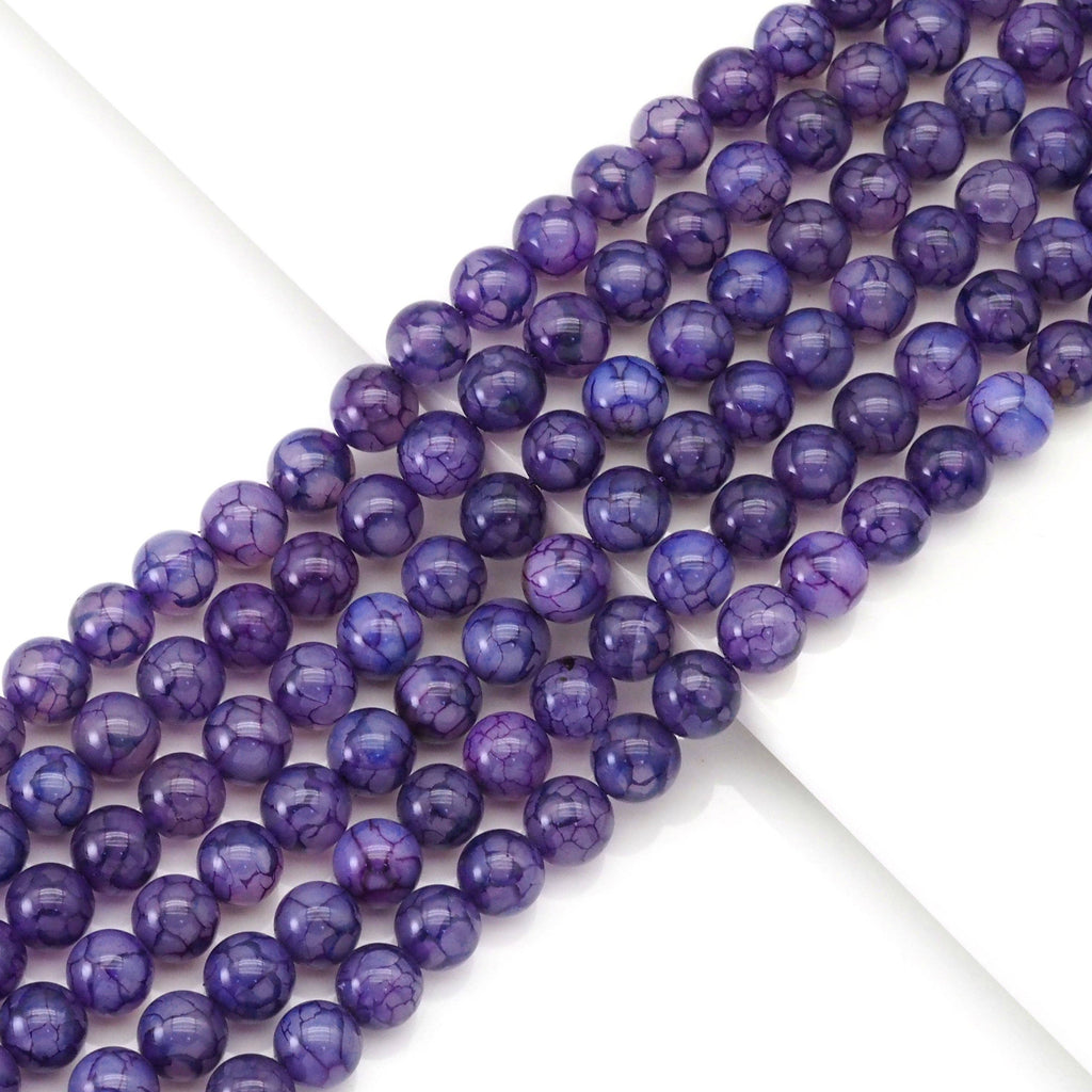 Purple Dragon Vein Agate Round Smooth Beads, Sku#U1765c