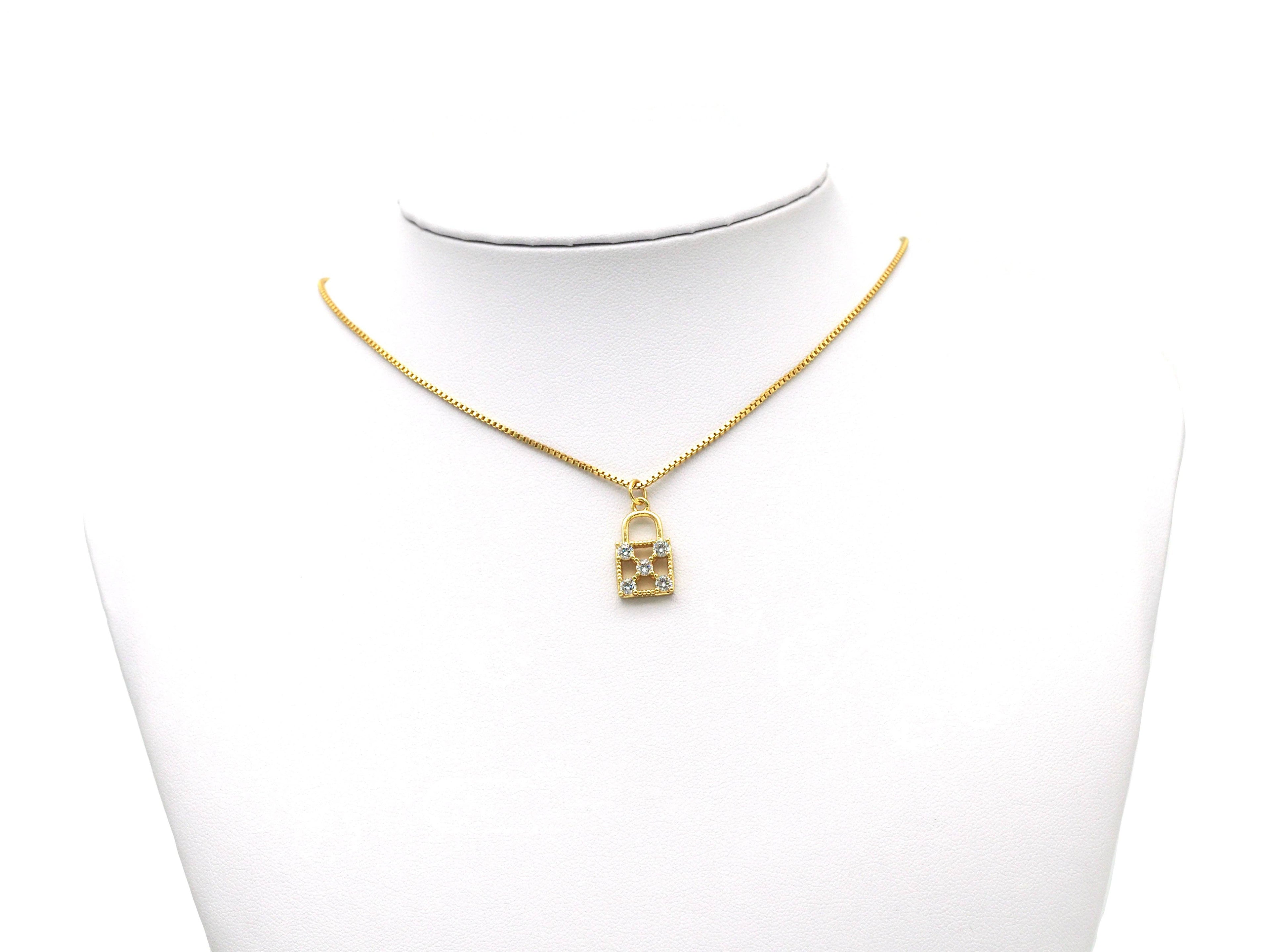 CZ Hollw Out Lock Charm, Sku#JL71