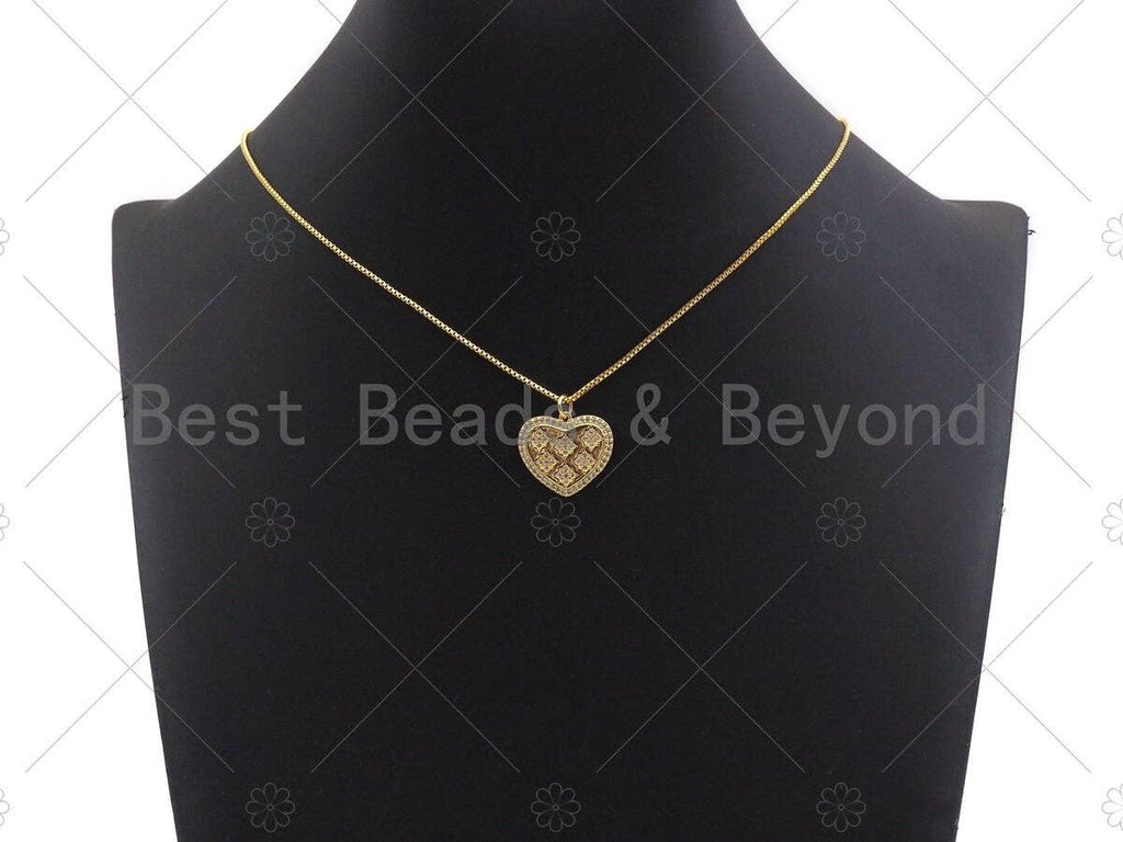 CZ Micro Pave North Star On SIlver Heart Shape Pendant, SKU#F1246